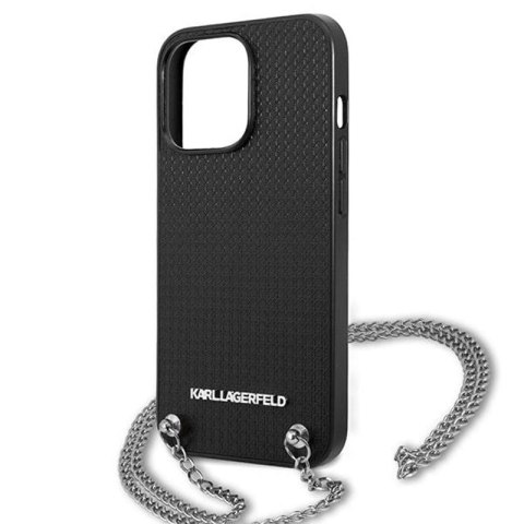 Karl Lagerfeld Leather Textured and Chain - Etui iPhone 13 Pro (czarny) Karl Lagerfeld Leather Textured and Chain - Etui iPhone 13 Pro (czarny)
