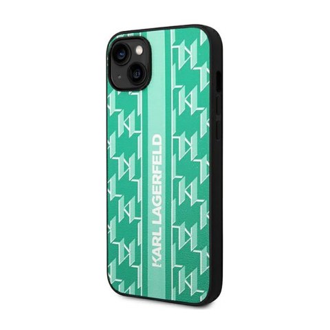 Karl Lagerfeld Monogram Stripe - Etui iPhone 14 Plus (zielony) Karl Lagerfeld Monogram Stripe - Etui iPhone 14 Plus (zielony)