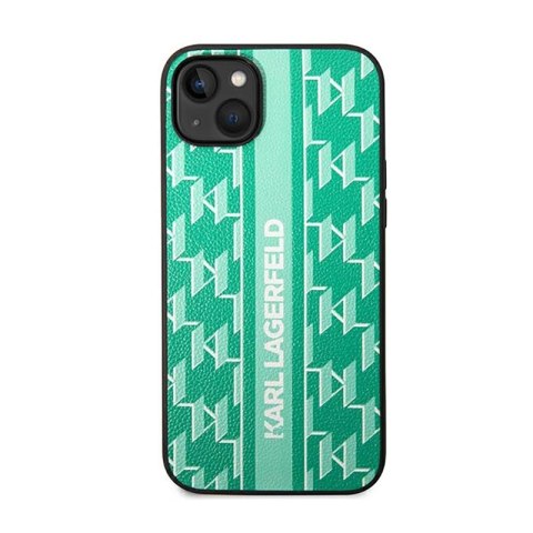 Karl Lagerfeld Monogram Stripe - Etui iPhone 14 Plus (zielony) Karl Lagerfeld Monogram Stripe - Etui iPhone 14 Plus (zielony)