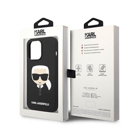 Karl Lagerfeld Silicone Ikonik Karl`s Head - Etui iPhone 14 Pro Max (czarny) Karl Lagerfeld Silicone Ikonik Karl`s Head - Etui iPhone 14 Pro Max (czarny)