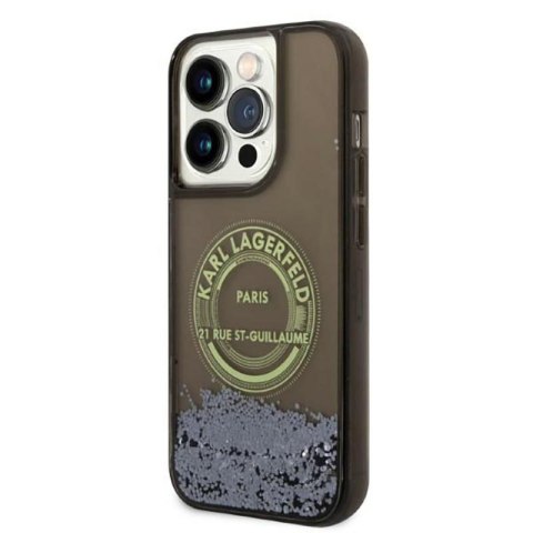Karl Lagerfeld Liquid Glitter Round RSG Logo Case - Etui iPhone 14 Pro (czarny) Karl Lagerfeld Liquid Glitter Round RSG Logo Case - Etui iPhone 14 Pro (czarny)