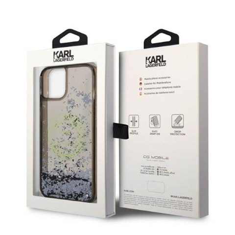Karl Lagerfeld Liquid Glitter Round RSG Logo Case - Etui iPhone 14 (czarny) Karl Lagerfeld Liquid Glitter Round RSG Logo Case - Etui iPhone 14 (czarny)