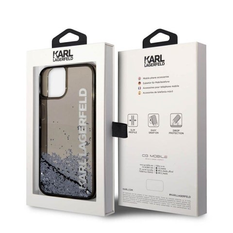 Karl Lagerfeld Liquid Glitter Translucent Elongated Logo Case - Etui iPhone 14 Plus (czarny) Karl Lagerfeld Liquid Glitter Translucent Elongated Logo Case - Etui iPhone 14 Plus (czarny)