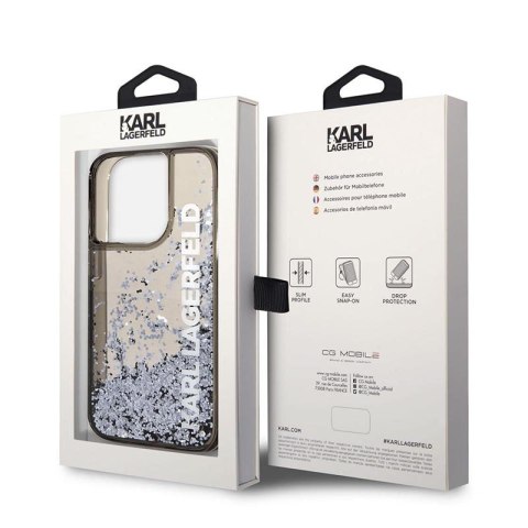 Karl Lagerfeld Liquid Glitter Translucent Elongated Logo Case - Etui iPhone 14 Pro (czarny) Karl Lagerfeld Liquid Glitter Translucent Elongated Logo Case - Etui iPhone 14 Pro (czarny)