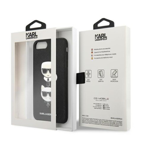 Karl Lagerfeld Saffiano Karl & Choupette Heads - Etui iPhone 8 Plus / 7 Plus (czarny) Karl Lagerfeld Saffiano Karl & Choupette Heads - Etui iPhone 8 Plus / 7 Plus (czarny)