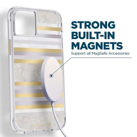 Case-Mate Pearl Stripes MagSafe - Etui iPhone 14 Plus zdobione masą perłową (Pearl Stripes) Case-Mate Pearl Stripes MagSafe - Etui iPhone 14 Plus zdobione masą perłową (Pearl Stripes)