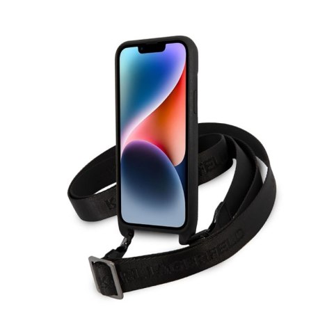 Karl Lagerfeld Monogram Plaque Logo Strap - Etui iPhone 14 Plus (czarny) Karl Lagerfeld Monogram Plaque Logo Strap - Etui iPhone 14 Plus (czarny)