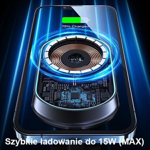 USAMS US-CD182 - Magnetyczny uchwyt samochodowy z ładowaniem bezprzewodowym 15W (czarny) USAMS US-CD182 - Magnetyczny uchwyt samochodowy z ładowaniem bezprzewodowym 15W (czarny)