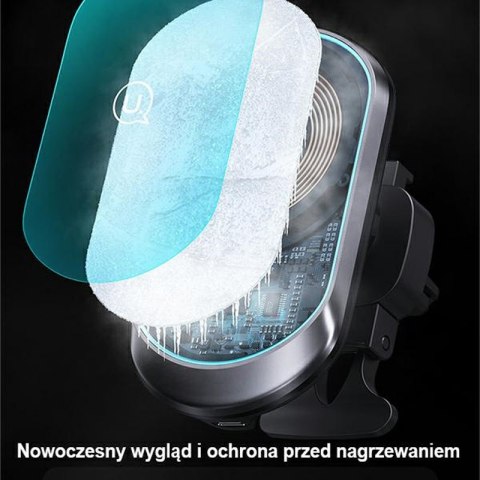 USAMS US-CD182 - Magnetyczny uchwyt samochodowy z ładowaniem bezprzewodowym 15W (czarny) USAMS US-CD182 - Magnetyczny uchwyt samochodowy z ładowaniem bezprzewodowym 15W (czarny)