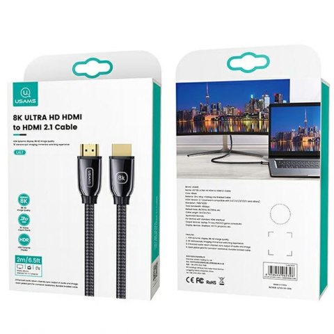 USAMS US-SJ497 - Kabel HDMI - HDMI 2.1 2m z obsługą 8K 60 Hz / 4K 120 Hz (czarny) USAMS US-SJ497 - Kabel HDMI - HDMI 2.1 2m z obsługą 8K 60 Hz / 4K 120 Hz (czarny)