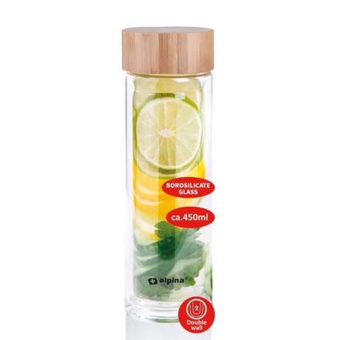 Alpina - Butelka termiczna ze szkła (podwójne ścianki) 450 ml Alpina - Butelka termiczna ze szkła (podwójne ścianki) 450 ml