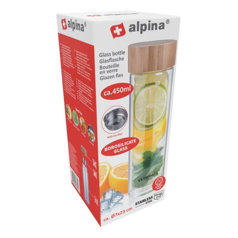 Alpina - Butelka termiczna ze szkła (podwójne ścianki) 450 ml Alpina - Butelka termiczna ze szkła (podwójne ścianki) 450 ml