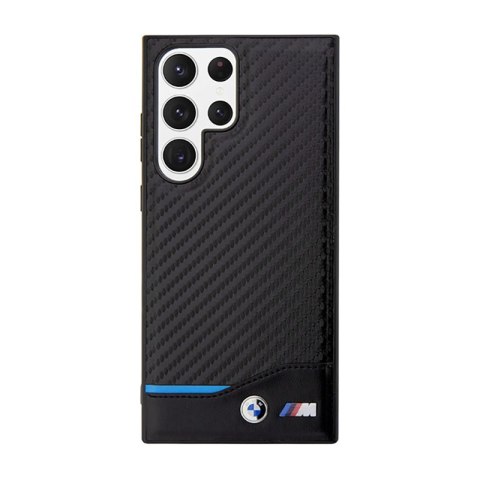 BMW Leather Carbon Blue Line - Etui Samsung Galaxy S23 Ultra (czarny) BMW Leather Carbon Blue Line - Etui Samsung Galaxy S23 Ultra (czarny)