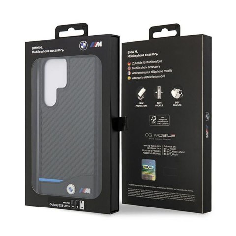 BMW Leather Carbon Blue Line - Etui Samsung Galaxy S23 Ultra (czarny) BMW Leather Carbon Blue Line - Etui Samsung Galaxy S23 Ultra (czarny)