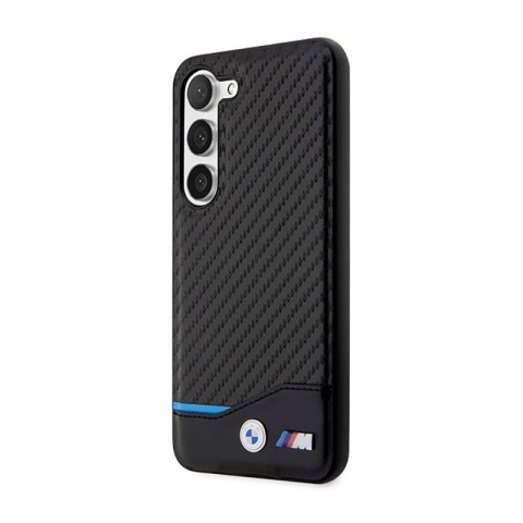 BMW Leather Carbon Blue Line - Etui Samsung Galaxy S23+ (czarny) BMW Leather Carbon Blue Line - Etui Samsung Galaxy S23+ (czarny)