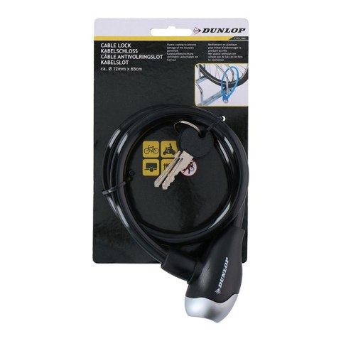 Dunlop - Zapięcie do roweru spiralne na klucz 65 cm (Czarny) Dunlop - Zapięcie do roweru spiralne na klucz 65 cm (Czarny)