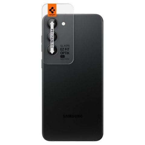 Spigen Optik Pro GLAS.TR EZ Fit Camera Protector 2-Pack - Szkło ochronne na obiektyw 2 szt. do Samsung Galaxy S23 / S23+ (Czarny Spigen Optik Pro GLAS.TR EZ Fit Camera Protector 2-Pack - Szkło ochronne na obiektyw 2 szt. do Samsung Galaxy S23 / S23+ (Czarny