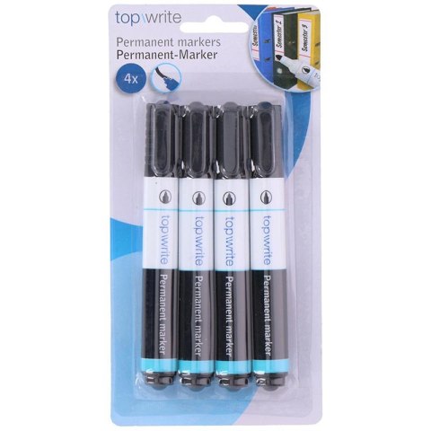 Topwrite - Marker permanentny 4 szt. (czarny) Topwrite - Marker permanentny 4 szt. (czarny)