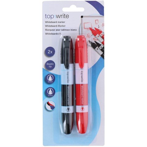 Topwrite - Zestaw podwójnych markerów do tablic suchościeralnych 2 szt. (czarny/czerwony) Topwrite - Zestaw podwójnych markerów do tablic suchościeralnych 2 szt. (czarny/czerwony)