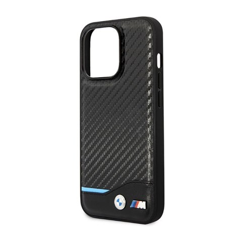 BMW Leather Carbon Blue Line MagSafe - Etui iPhone 14 Pro (czarny) BMW Leather Carbon Blue Line MagSafe - Etui iPhone 14 Pro (czarny)