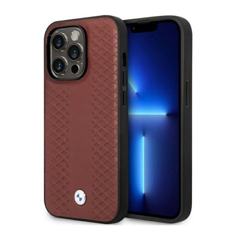 BMW Leather Diamond Pattern - Etui iPhone 14 Pro Max (burgundowy) BMW Leather Diamond Pattern - Etui iPhone 14 Pro Max (burgundowy)