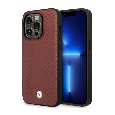 BMW Leather Diamond Pattern MagSafe - Etui iPhone 14 Pro (burgundowy) BMW Leather Diamond Pattern MagSafe - Etui iPhone 14 Pro (burgundowy)