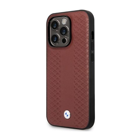 BMW Leather Diamond Pattern MagSafe - Etui iPhone 14 Pro (burgundowy) BMW Leather Diamond Pattern MagSafe - Etui iPhone 14 Pro (burgundowy)