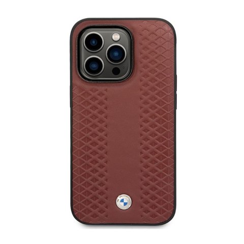 BMW Leather Diamond Pattern MagSafe - Etui iPhone 14 Pro (burgundowy) BMW Leather Diamond Pattern MagSafe - Etui iPhone 14 Pro (burgundowy)