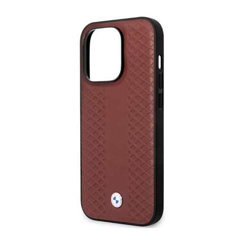 BMW Leather Diamond Pattern MagSafe - Etui iPhone 14 Pro (burgundowy) BMW Leather Diamond Pattern MagSafe - Etui iPhone 14 Pro (burgundowy)