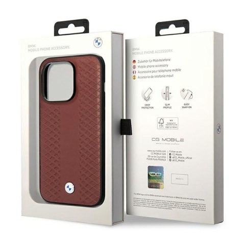 BMW Leather Diamond Pattern MagSafe - Etui iPhone 14 Pro (burgundowy) BMW Leather Diamond Pattern MagSafe - Etui iPhone 14 Pro (burgundowy)