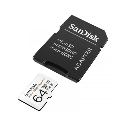 SanDisk High Endurance microSDXC - Karta pamięci 64 GB Class 10 UHS-I 100/40 MB/s z adapterem SanDisk High Endurance microSDXC - Karta pamięci 64 GB Class 10 UHS-I 100/40 MB/s z adapterem