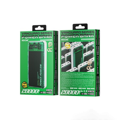 WEKOME WP-351 Vanguard Series - Power bank 20000 mAh PD 20W + QC 22.5W (Zielony / Przezroczysty) WEKOME WP-351 Vanguard Series - Power bank 20000 mAh PD 20W + QC 22.5W (Zielony / Przezroczysty)
