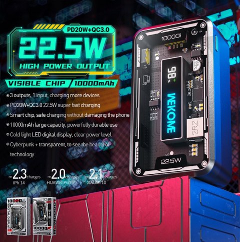 WEKOME WP-395 Vanguard Series - Power bank 10000 mAh Super Charging PD 20W + QC 22.5W (Czarny) WEKOME WP-395 Vanguard Series - Power bank 10000 mAh Super Charging PD 20W + QC 22.5W (Czarny)
