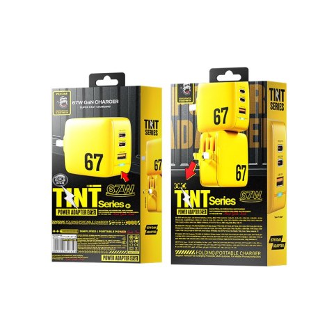 WEKOME WP-U141 Tint Series - Ładowarka sieciowa 2x USB-C & USB-A Super Fast Charger GaN 67W (Żółty) WEKOME WP-U141 Tint Series - Ładowarka sieciowa 2x USB-C & USB-A Super Fast Charger GaN 67W (Żółty)