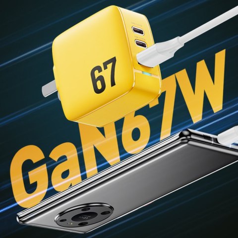 WEKOME WP-U141 Tint Series - Ładowarka sieciowa 2x USB-C & USB-A Super Fast Charger GaN 67W (Żółty) WEKOME WP-U141 Tint Series - Ładowarka sieciowa 2x USB-C & USB-A Super Fast Charger GaN 67W (Żółty)