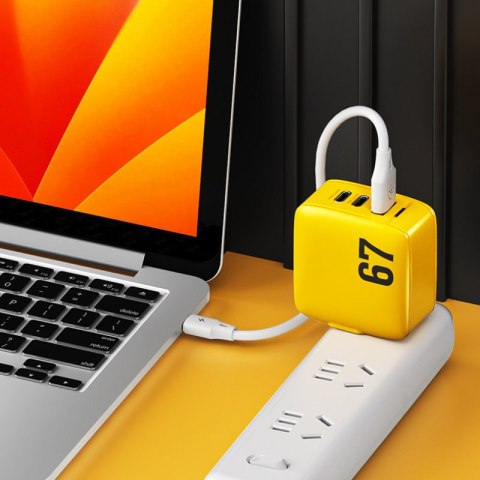WEKOME WP-U141 Tint Series - Ładowarka sieciowa 2x USB-C & USB-A Super Fast Charger GaN 67W (Żółty) WEKOME WP-U141 Tint Series - Ładowarka sieciowa 2x USB-C & USB-A Super Fast Charger GaN 67W (Żółty)