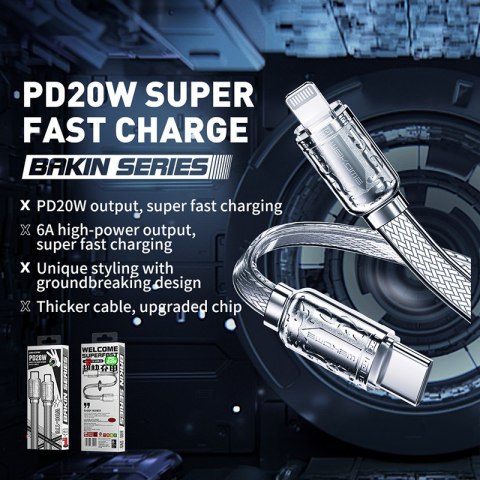 WEKOME WDC-178 Bakin Series - Kabel połączeniowy USB-C do Lightning Fast Charging PD 20W 1 m (Srebrny) WEKOME WDC-178 Bakin Series - Kabel połączeniowy USB-C do Lightning Fast Charging PD 20W 1 m (Srebrny)