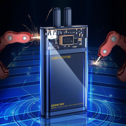 WEKOME WP-323 Vanguard Series - Power bank 10000 mAh Super Charging z wbudowanym kablem USB-C & Lightning PD 20W + QC 22.5W (Cza WEKOME WP-323 Vanguard Series - Power bank 10000 mAh Super Charging z wbudowanym kablem USB-C & Lightning PD 20W + QC 22.5W (Cza