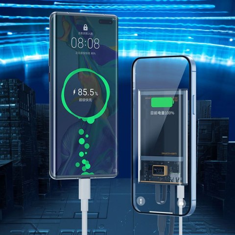 WEKOME WP-323 Vanguard Series - Power bank 10000 mAh Super Charging z wbudowanym kablem USB-C & Lightning PD 20W + QC 22.5W (Cza WEKOME WP-323 Vanguard Series - Power bank 10000 mAh Super Charging z wbudowanym kablem USB-C & Lightning PD 20W + QC 22.5W (Cza