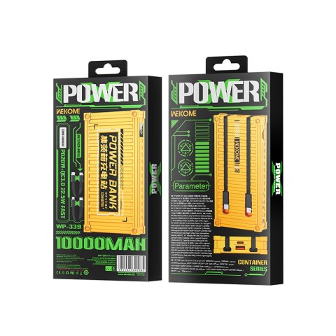 WEKOME WP-339 Container Series - Power bank 10000 mAh Super Charging z wbudowanym kablem USB-C & Lightning PD 20W + QC 22.5W (Żó WEKOME WP-339 Container Series - Power bank 10000 mAh Super Charging z wbudowanym kablem USB-C & Lightning PD 20W + QC 22.5W (Żó