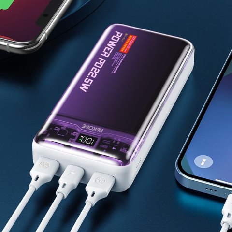 WEKOME WP-351 Vanguard Series - Power bank 20000 mAh PD 20W + QC 22.5W (Fioletowy / Przezroczysty) WEKOME WP-351 Vanguard Series - Power bank 20000 mAh PD 20W + QC 22.5W (Fioletowy / Przezroczysty)