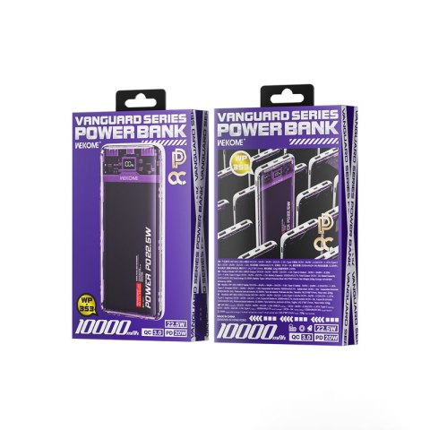 WEKOME WP-353 Vanguard Series - Power bank 10000 mAh PD 20W + QC 22.5W (Fioletowy / Przezroczysty) WEKOME WP-353 Vanguard Series - Power bank 10000 mAh PD 20W + QC 22.5W (Fioletowy / Przezroczysty)