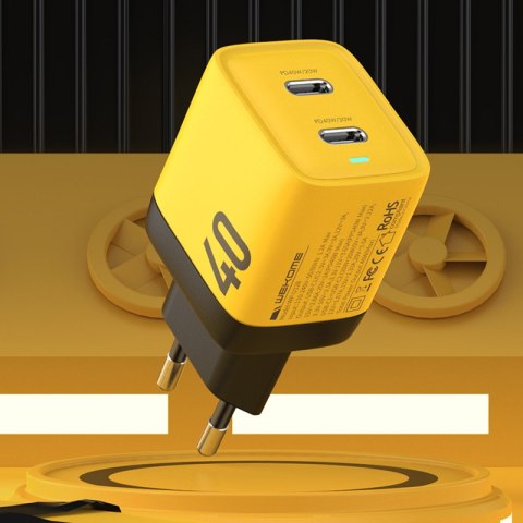 WEKOME WP-U128 - Ładowarka sieciowa 2x USB-C Super Fast Charger GaN 40W (Żółty) WEKOME WP-U128 - Ładowarka sieciowa 2x USB-C Super Fast Charger GaN 40W (Żółty)