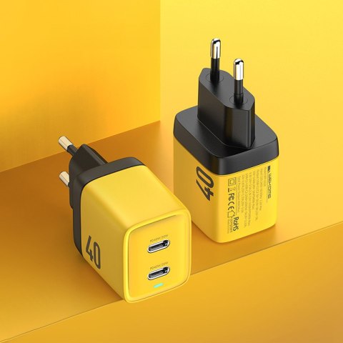 WEKOME WP-U128 - Ładowarka sieciowa 2x USB-C Super Fast Charger GaN 40W (Żółty) WEKOME WP-U128 - Ładowarka sieciowa 2x USB-C Super Fast Charger GaN 40W (Żółty)
