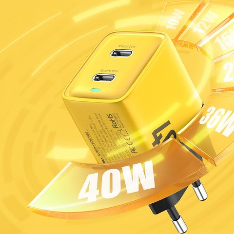 WEKOME WP-U128 - Ładowarka sieciowa 2x USB-C Super Fast Charger GaN 40W (Żółty) WEKOME WP-U128 - Ładowarka sieciowa 2x USB-C Super Fast Charger GaN 40W (Żółty)