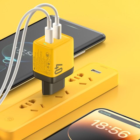 WEKOME WP-U128 - Ładowarka sieciowa 2x USB-C Super Fast Charger GaN 40W (Żółty) WEKOME WP-U128 - Ładowarka sieciowa 2x USB-C Super Fast Charger GaN 40W (Żółty)