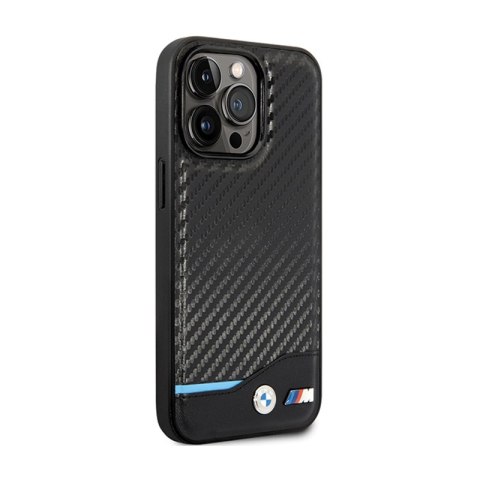 BMW Leather Carbon Blue Line - Etui iPhone 13 Pro Max (Czarny) BMW Leather Carbon Blue Line - Etui iPhone 13 Pro Max (Czarny)