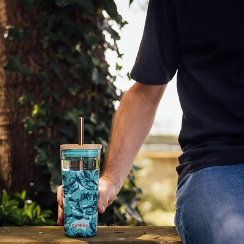 Quokka Liquid Cube - Kubek szklany 540 ml ze słomką ze stali nierdzewnej (Water Flowers) Quokka Liquid Cube - Kubek szklany 540 ml ze słomką ze stali nierdzewnej (Water Flowers)