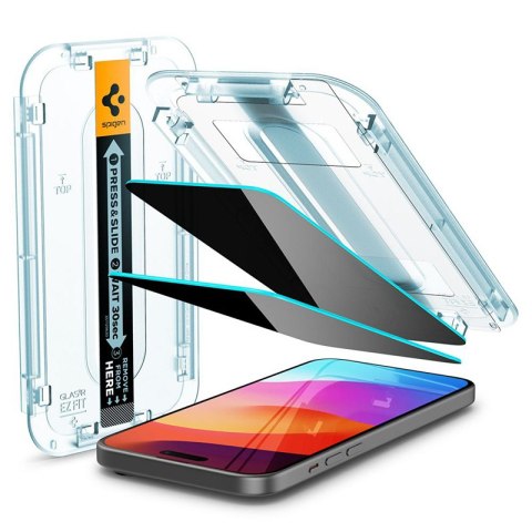 Spigen GLAS.TR EZ FIT Privacy 2-Pack - Szkło hartowane z filtrem prywatyzującym do iPhone 15 Plus / 16 Plus 2 szt Spigen GLAS.TR EZ FIT Privacy 2-Pack - Szkło hartowane z filtrem prywatyzującym do iPhone 15 Plus / 16 Plus 2 szt
