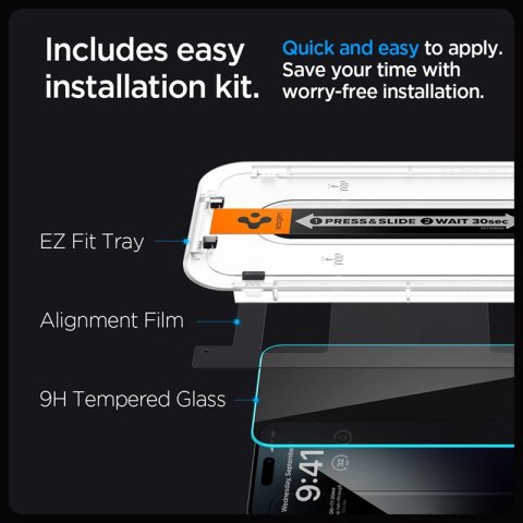 Spigen GLAS.TR EZ FIT Privacy 2-Pack - Szkło hartowane z filtrem prywatyzującym do iPhone 15 Plus / 16 Plus 2 szt Spigen GLAS.TR EZ FIT Privacy 2-Pack - Szkło hartowane z filtrem prywatyzującym do iPhone 15 Plus / 16 Plus 2 szt